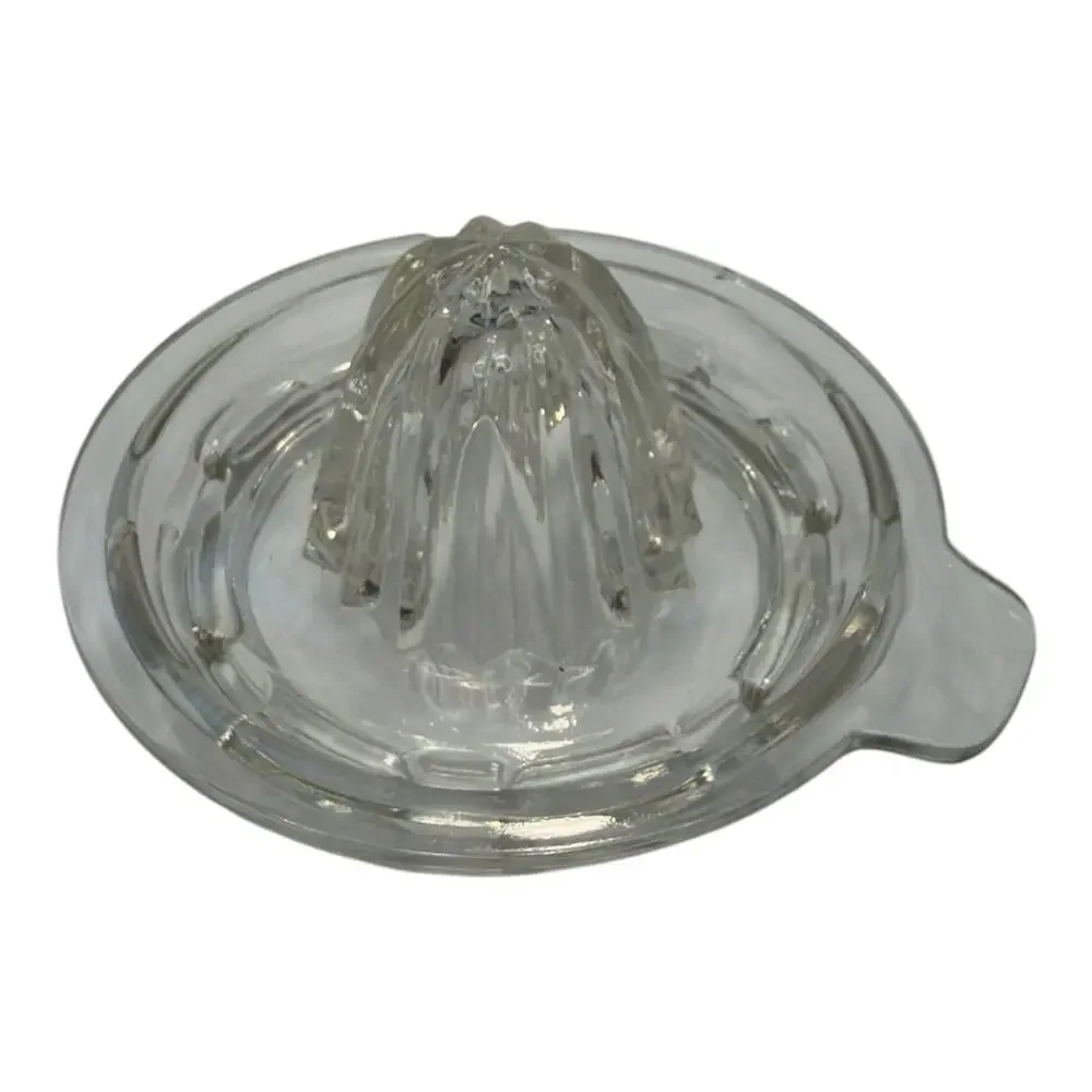 Vintage Clear Glass Citrus Juicer Reamer Hand Press Spout Handle Kitchenware 5”